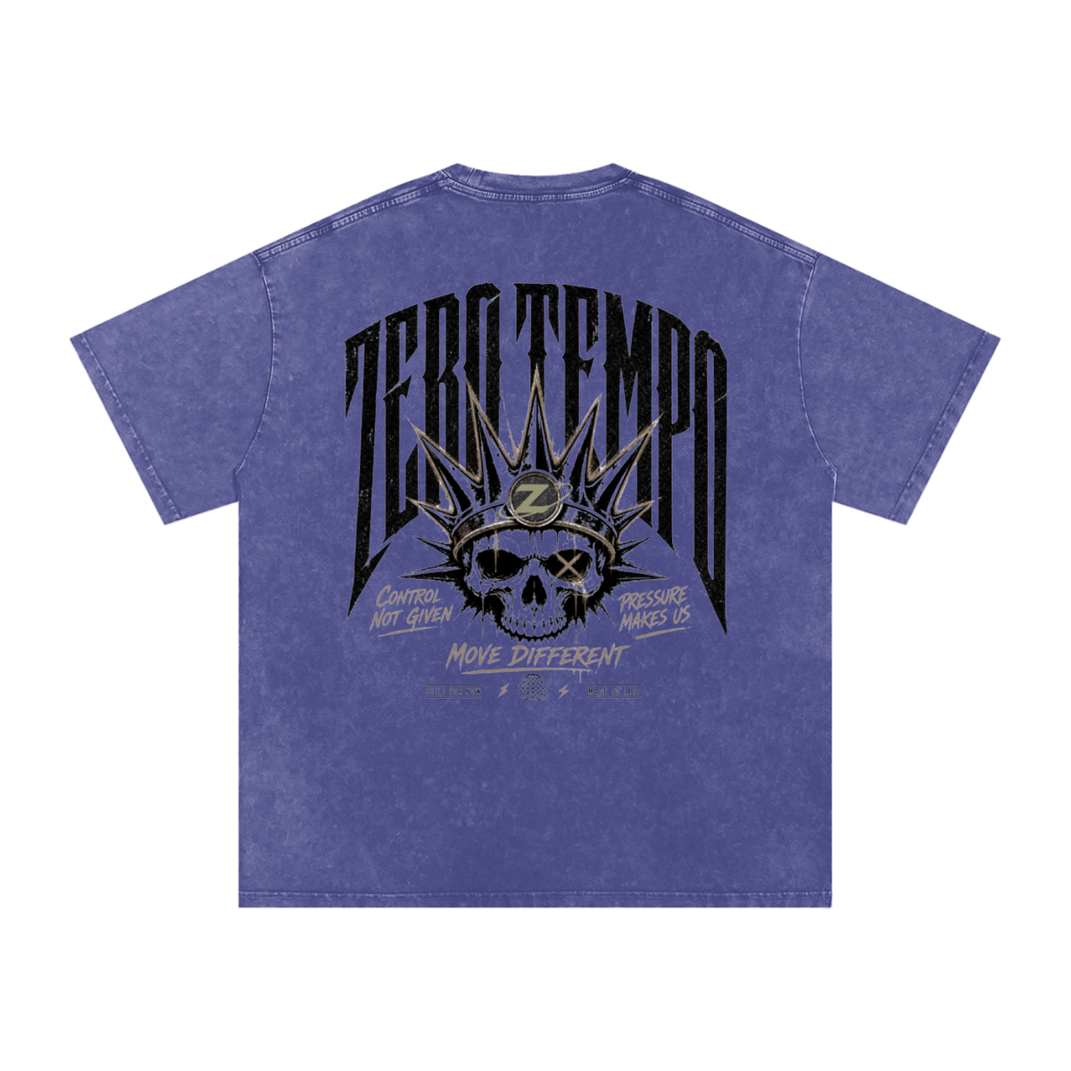 Snow Washed Oversized Cotton T-Shirt Black Logo