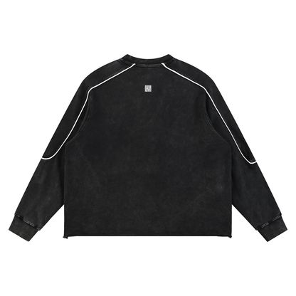 Mineral Wash Piping Raw Hem Sweatshirt