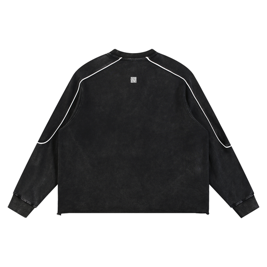 Mineral Wash Piping Raw Hem Sweatshirt