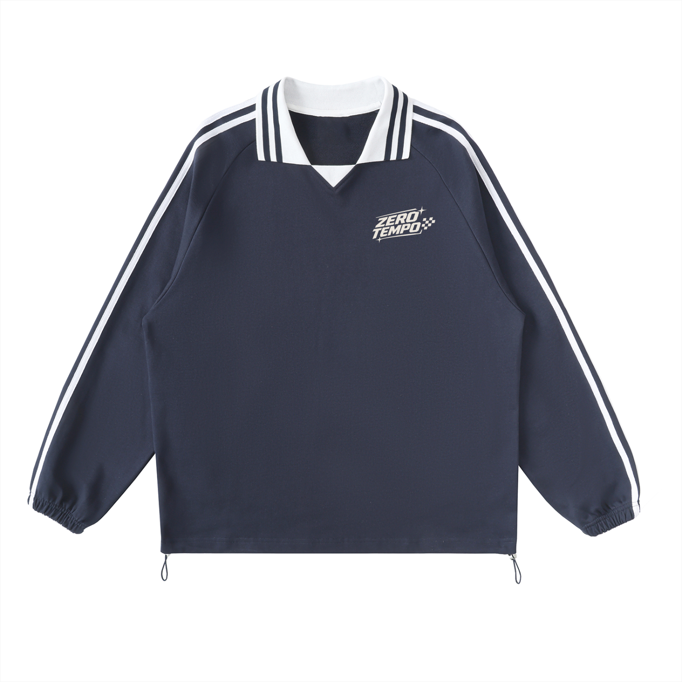 Contrast Striped Lapel Collar Sweatshirt