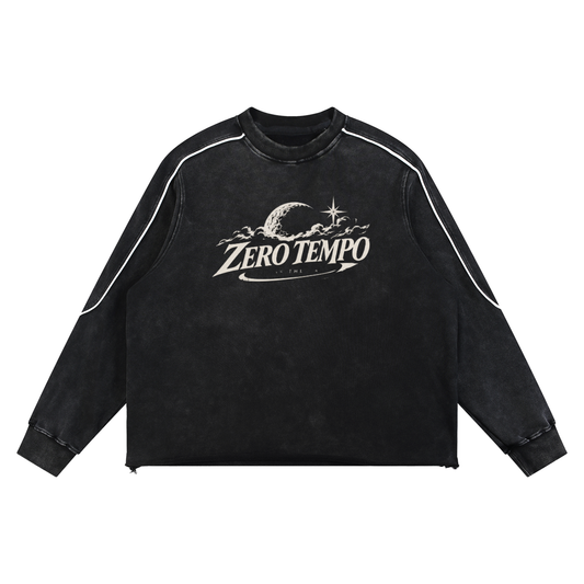 Mineral Wash Piping Raw Hem Sweatshirt