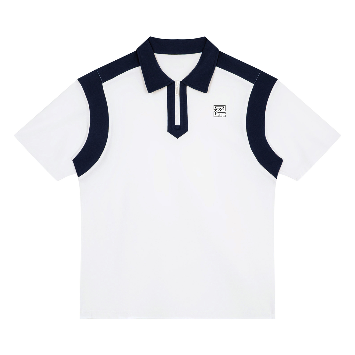 Unisex Color Block Quarter Zip Polo Shirt