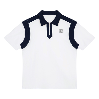 Unisex Color Block Quarter Zip Polo Shirt