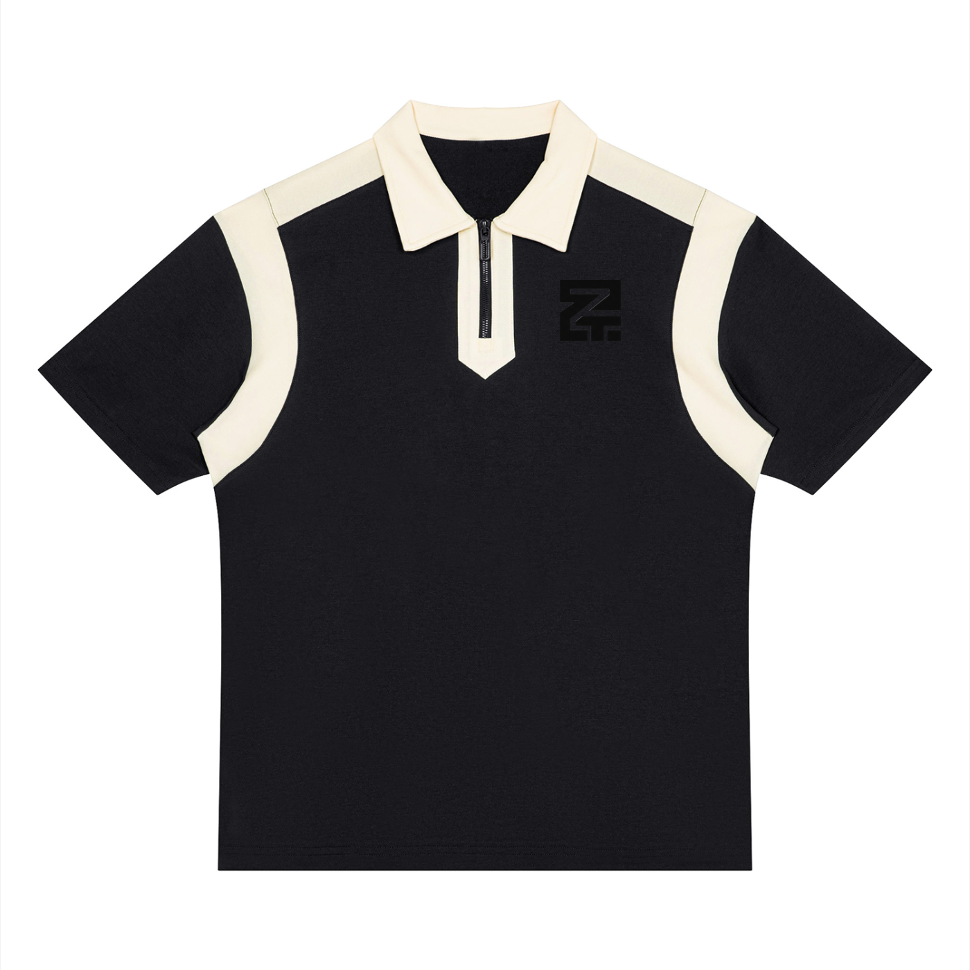 Unisex Color Block Quarter Zip Polo Shirt