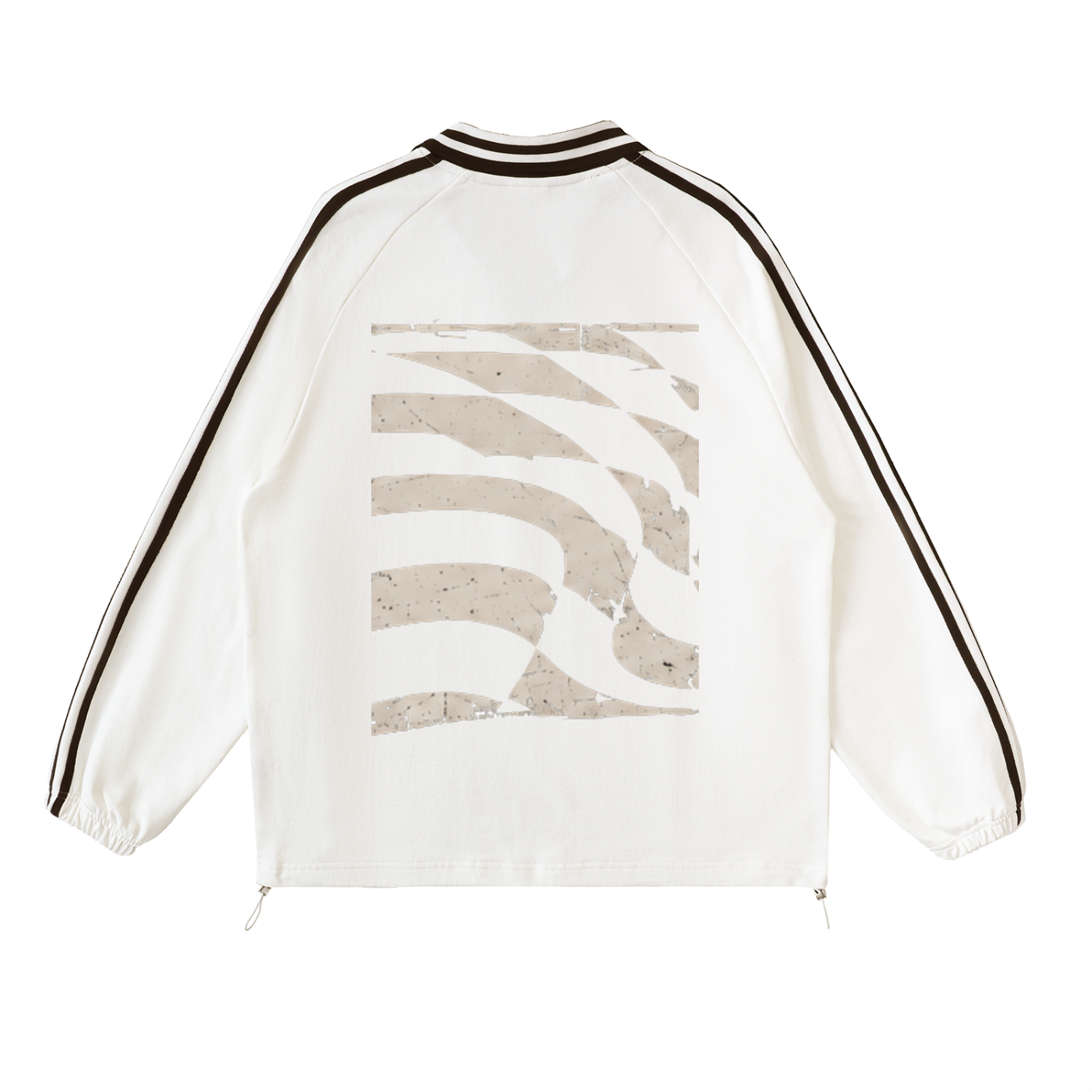 Contrast Striped Lapel Collar Sweatshirt