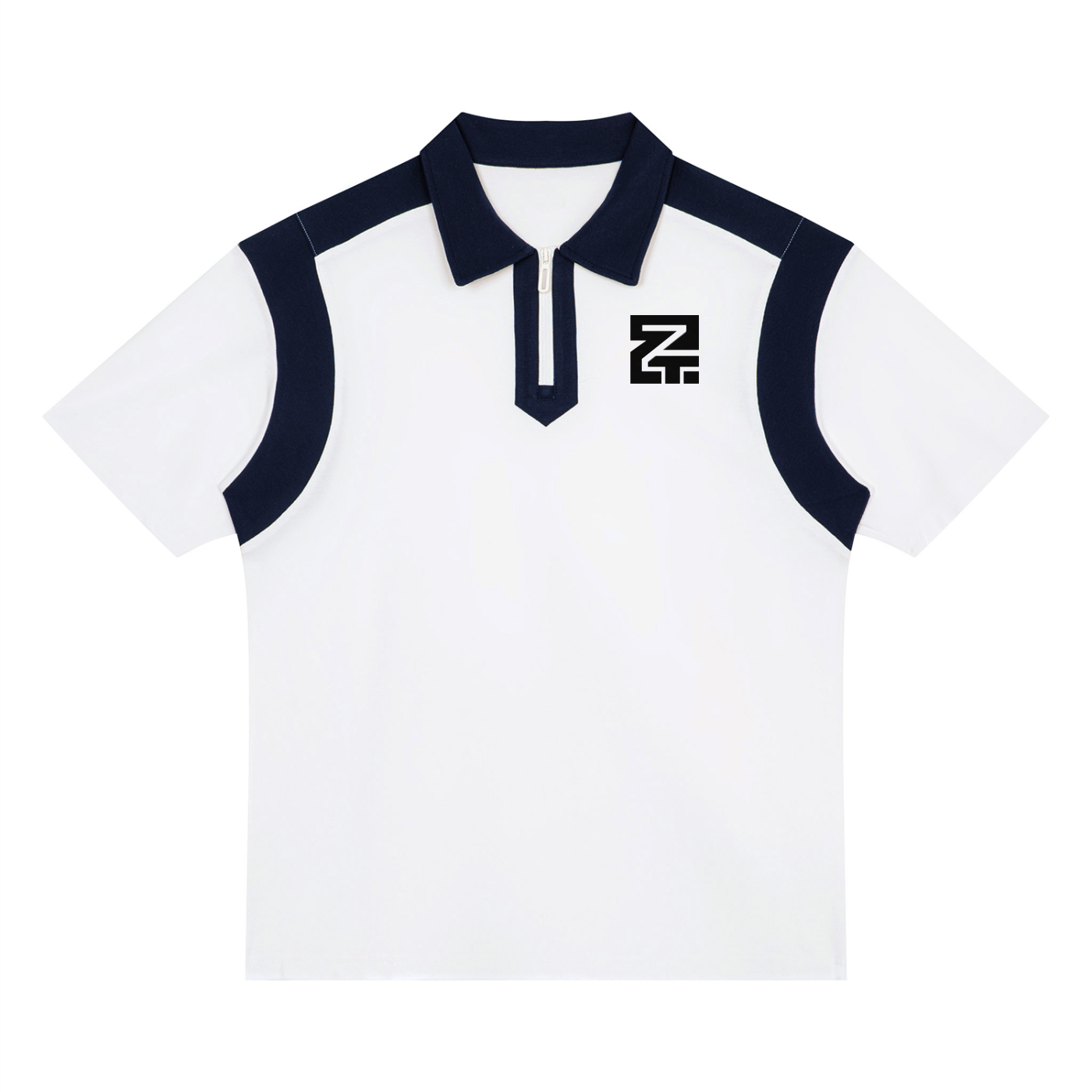 Unisex Color Block Quarter Zip Polo Shirt
