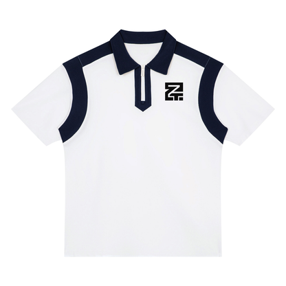 Unisex Color Block Quarter Zip Polo Shirt