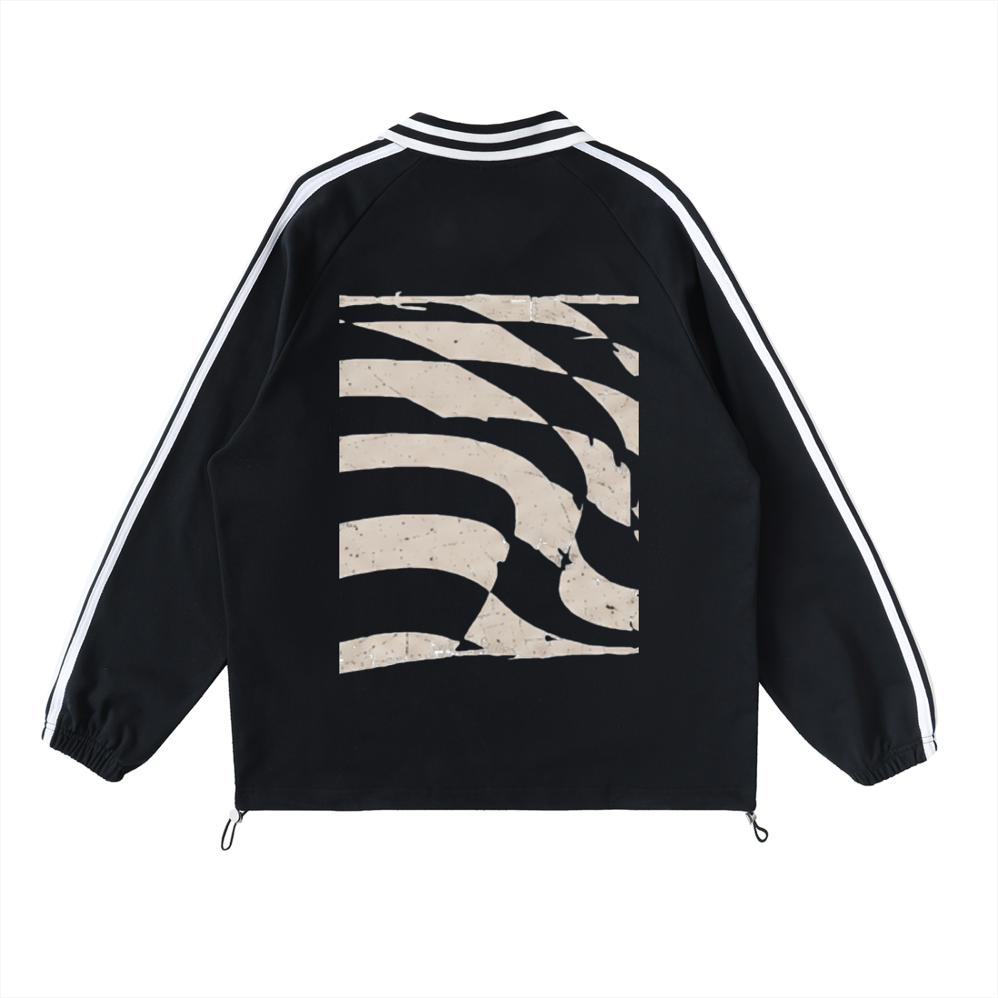 Contrast Striped Lapel Collar Sweatshirt
