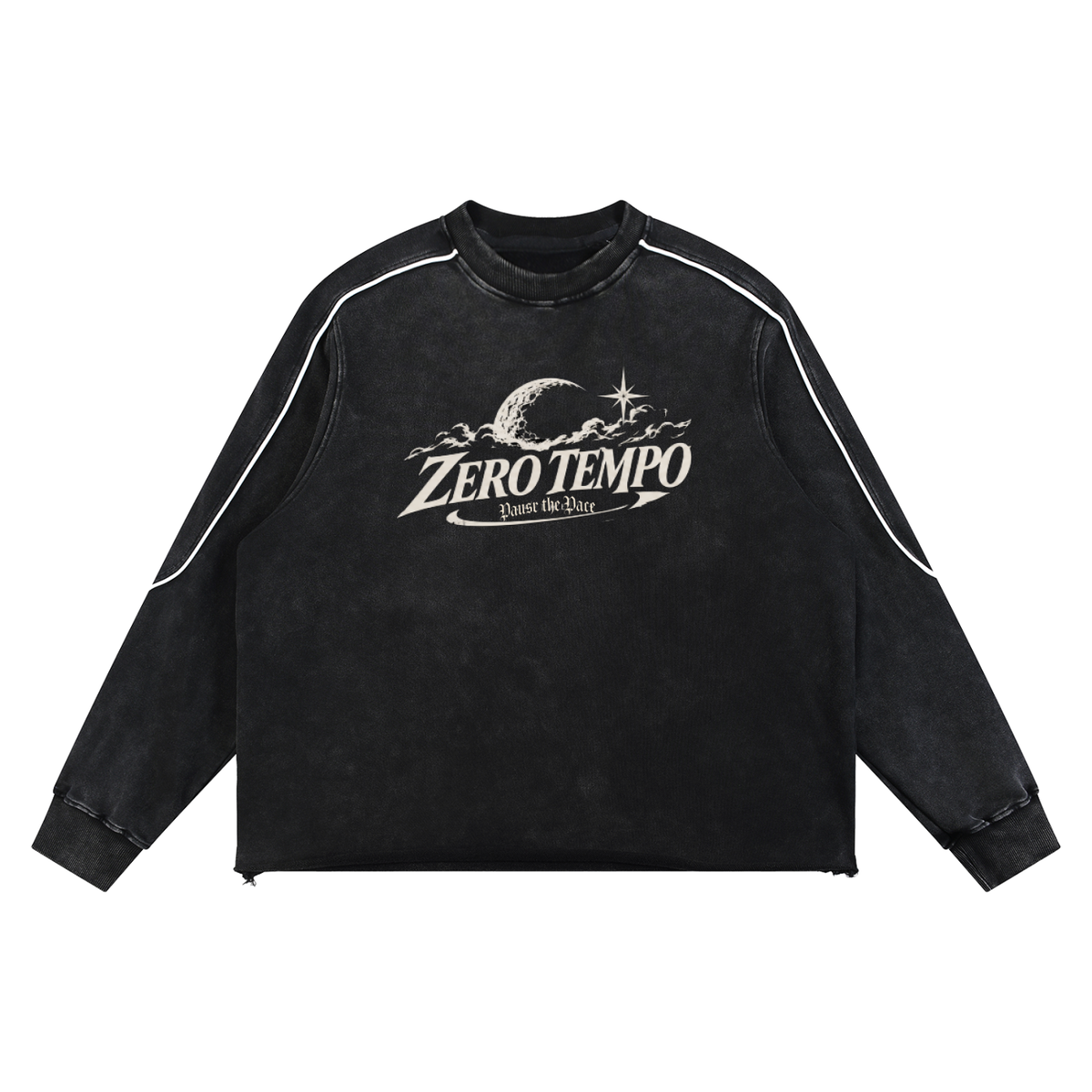 Mineral Wash Piping Raw Hem Sweatshirt